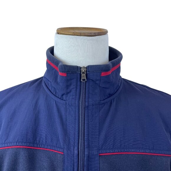 Tommy Hilfiger Mens Navy Full Zip Mock Neck Track Jacket Red Accents XL - Picture 4 of 9